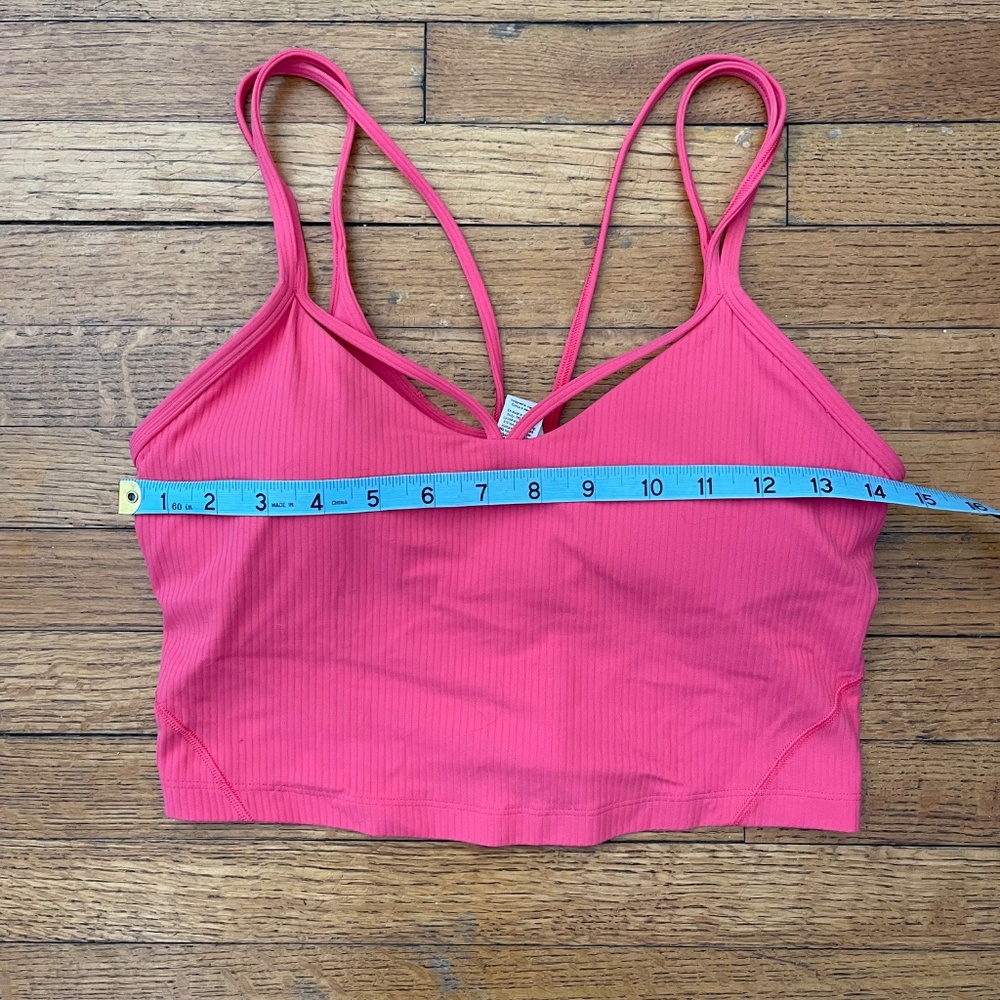 Lululemon Pink Nulu Ribbed Strappy Sports Bra Size 8 Cropped Tank - Picture 4 of 7
